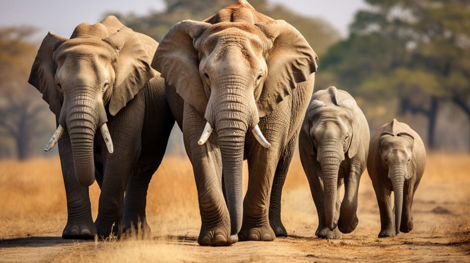 a group of elephants in the savannah